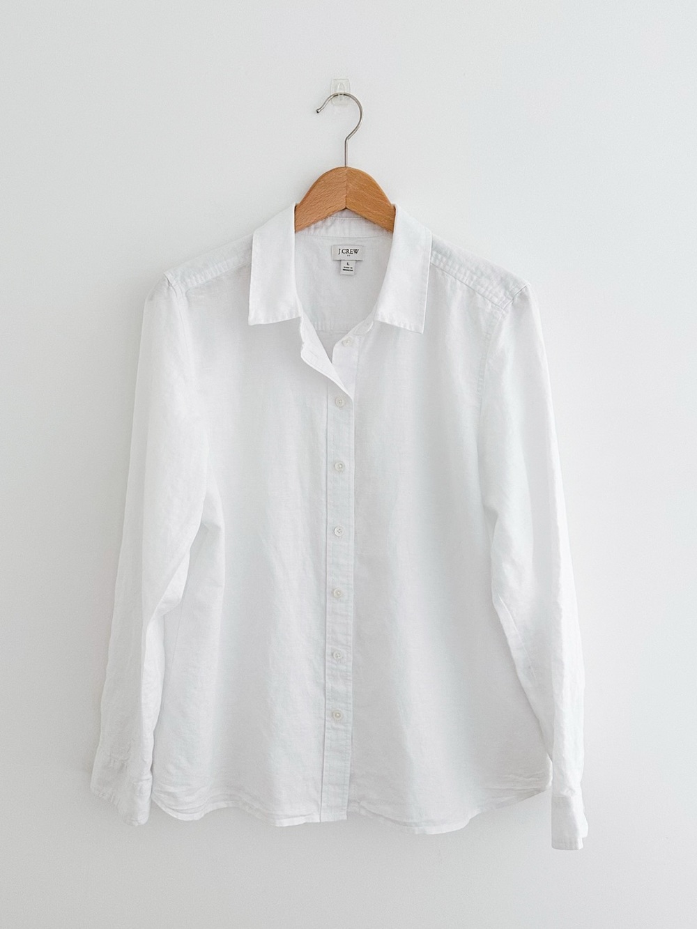 J.Crew White Linen Cotton Button Down Shirt Large Coastal Minimalist Blouse